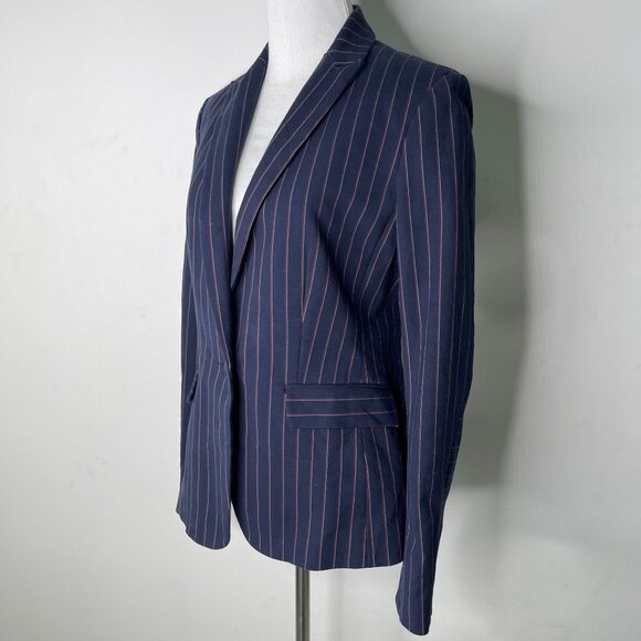 Rag & Bone Women's Blue Striped One Button Cotton Wool Blazer Size 4 - Picture 3 of 13